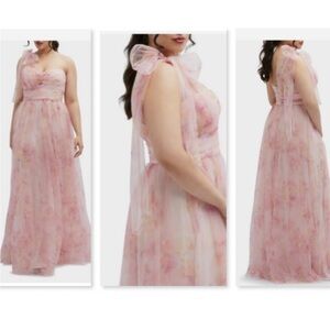 Dessy Collection Pink Floral Maxi Dress